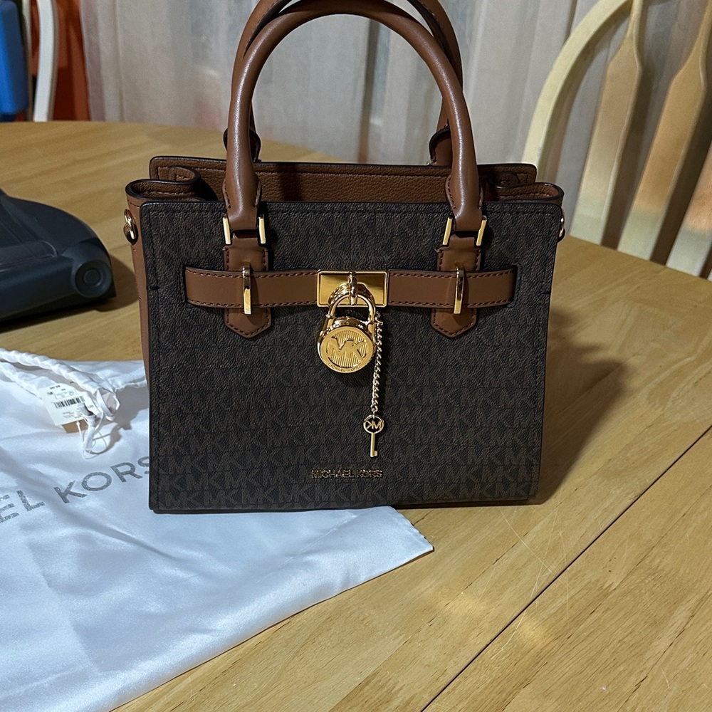 Michael Kors Dark Brown Satchel with Gold Accents including Dust Bag NWT